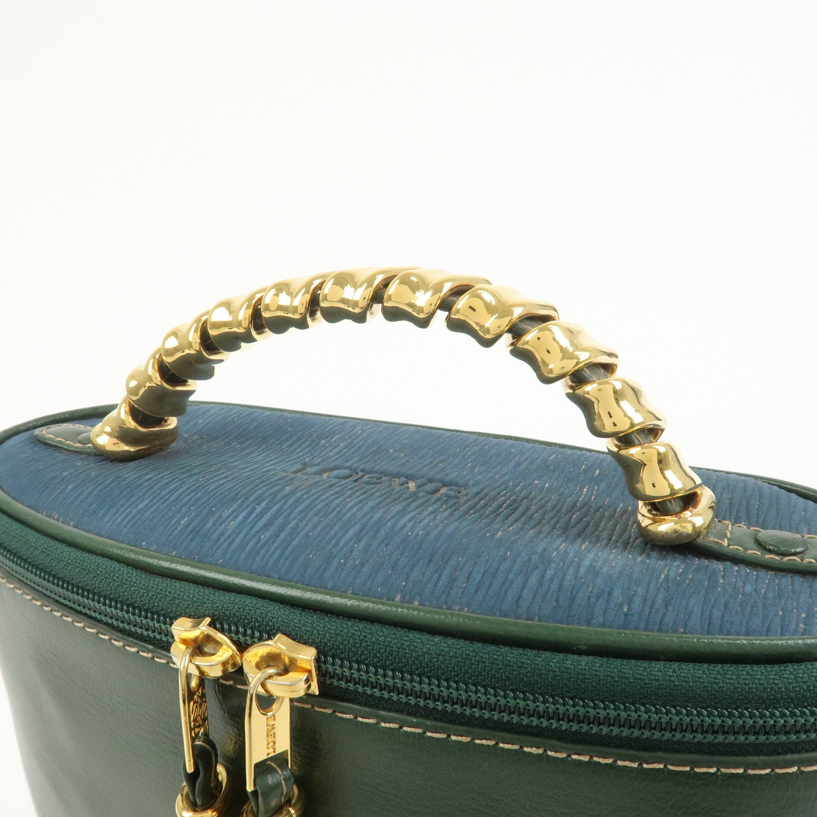 LOEWE Velazquez Calf Leather Hand Bag Vanity Bag Green