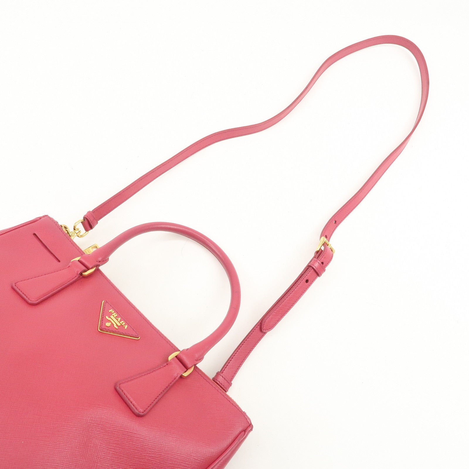 PRADA Triangle Logo Saffiano Leather 2Way Bag Hand Bag Pink BN1801