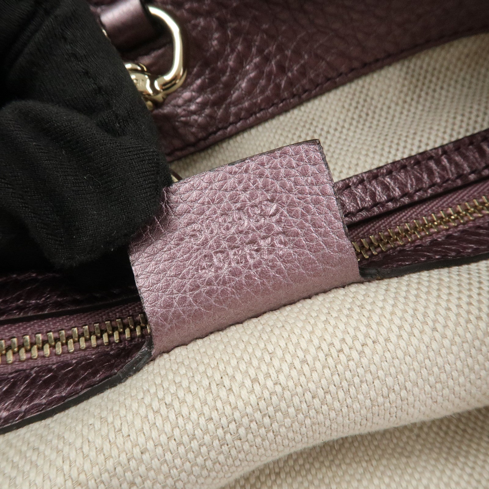 GUCCI SOHO Logo Leather Chain Shoulder Bag Metallic Purple 308982