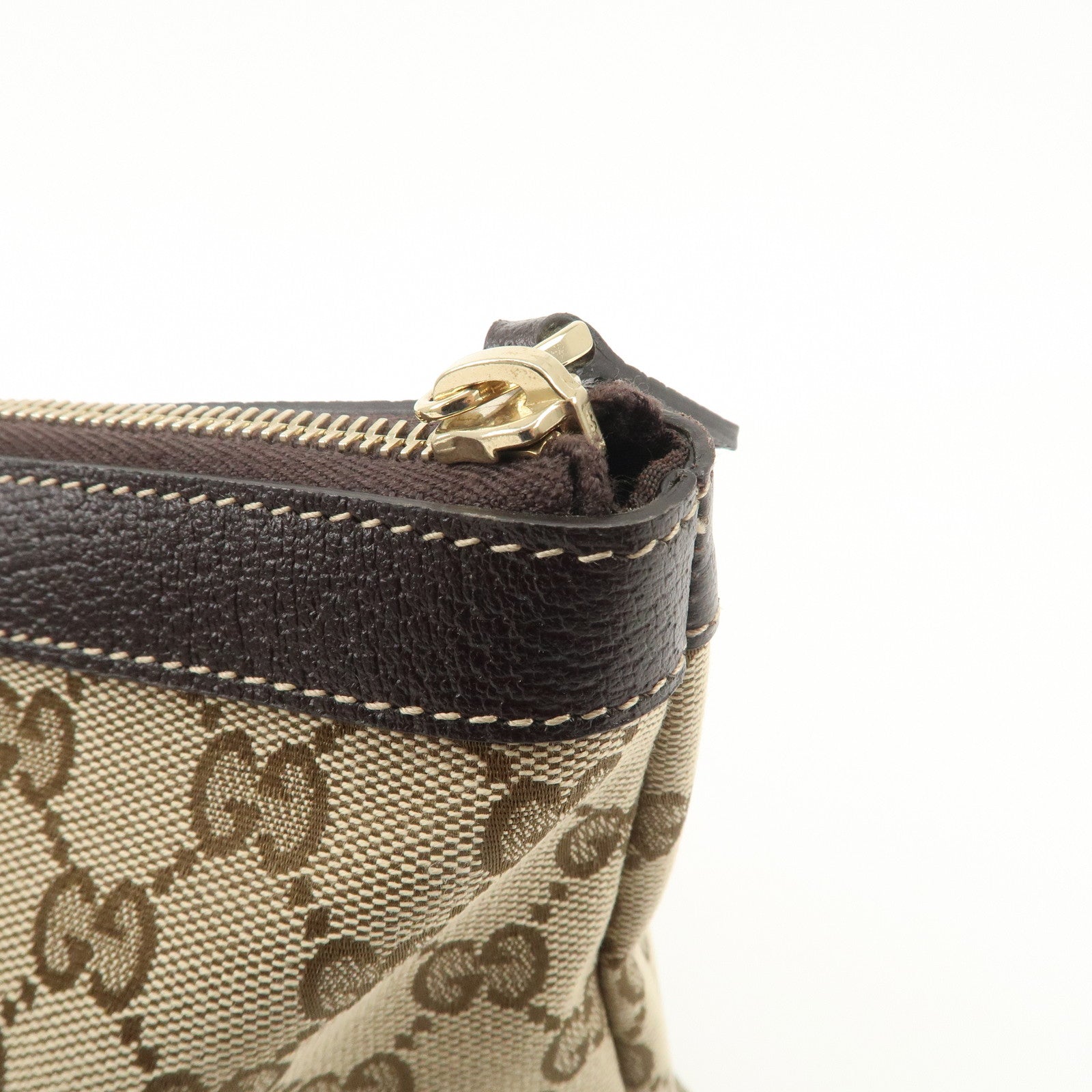 GUCCI Abbey GG Canvas Leather Shoulder Bag Beige Brown 141470 Used