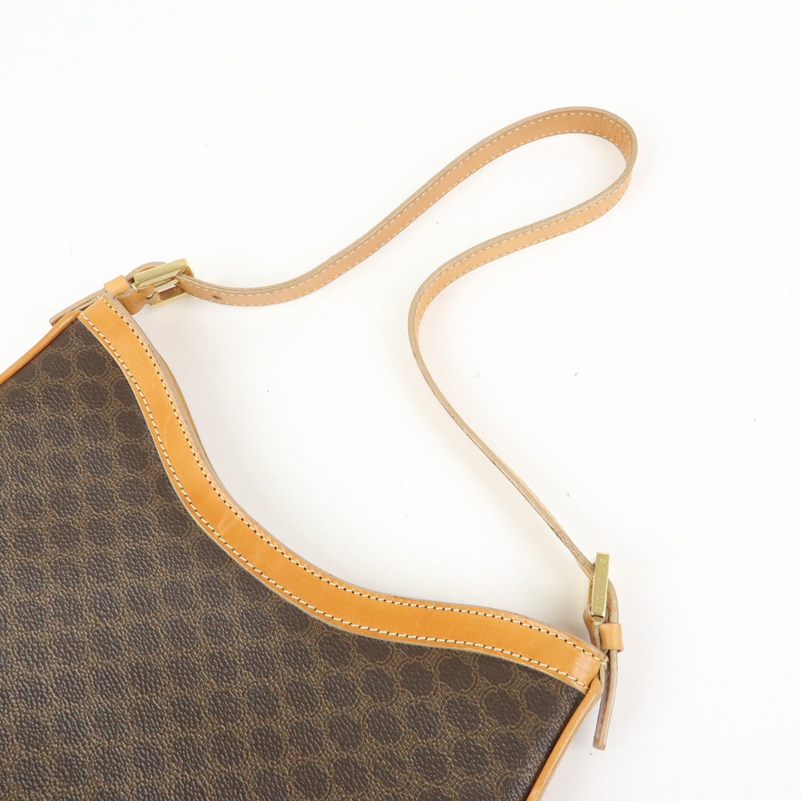 CELINE Macadam PVC Leather Shoulder Bag Hand Bag Brown