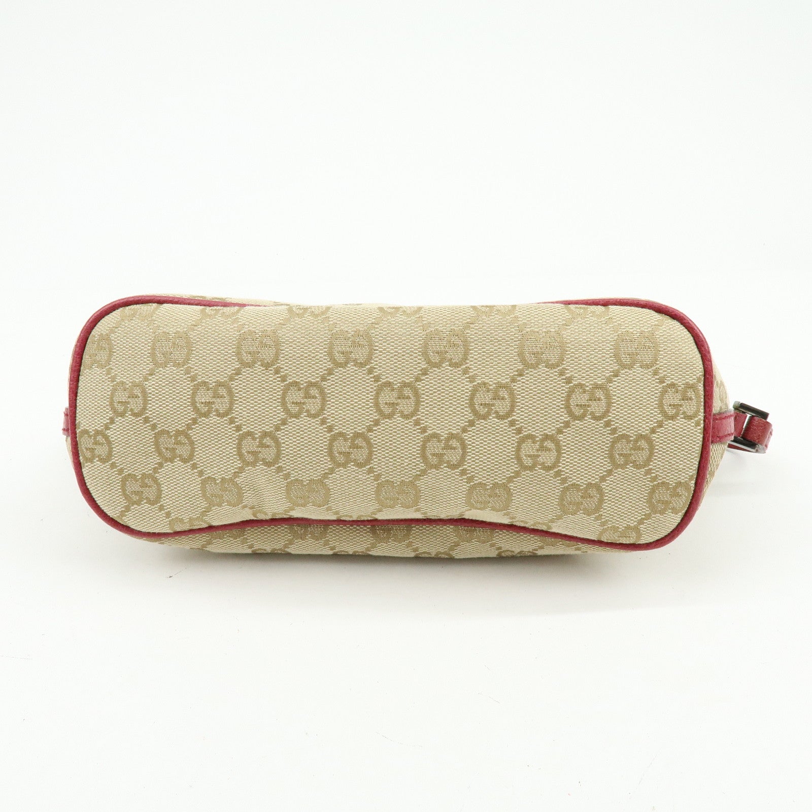 GUCCI Boat Bag GG Canvas Leather Hand Bag Beige Pink 07198