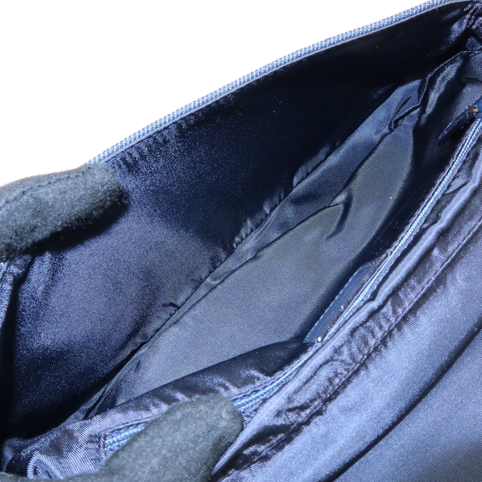 Christian Dior Maris Pearl Denim Patent Leather Shoulder Hand Bag