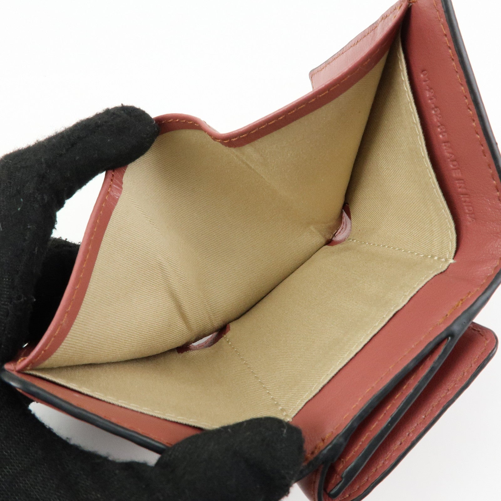 Chloe See By Chloe Leather Suede Compact Trifold Wallet Dusty Pink