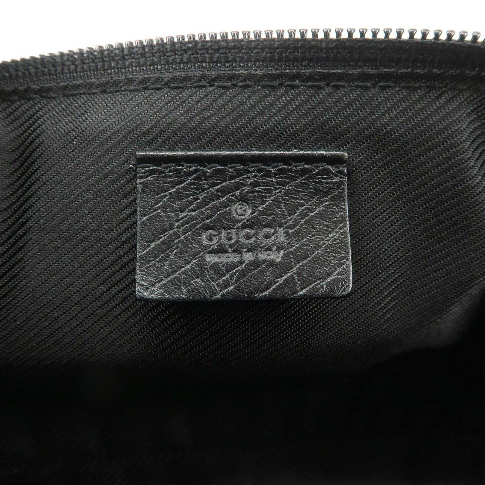 GUCCI Boat Bag GG Canvas Leather Hand Bag Black 07198 Used