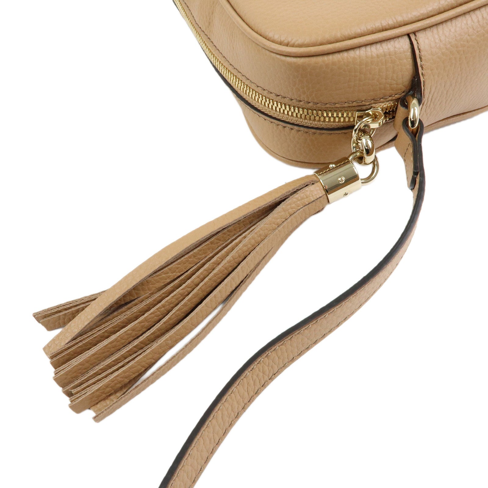 GUCCI SOHO Interlocking G Leahter Small Disco Bag Beige 722319