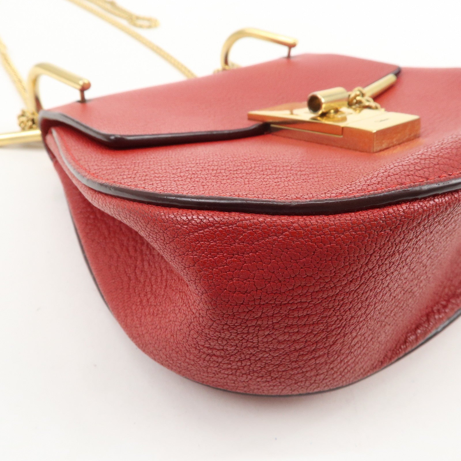 Chloe Drew Leather Chain Shoulder Bag Crossbody Bag Red