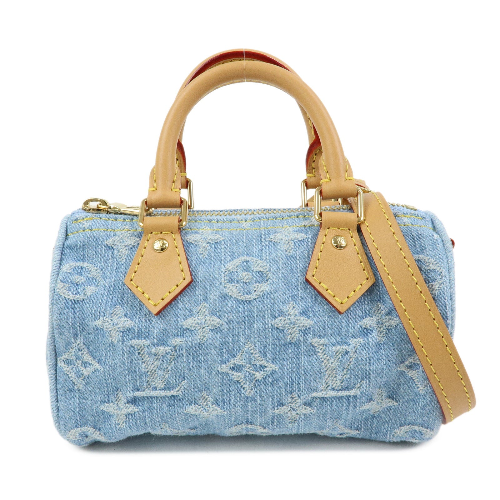 Louis Vuitton Monogram Denim Nano Speedy Mini Hand Bag Blue M11212