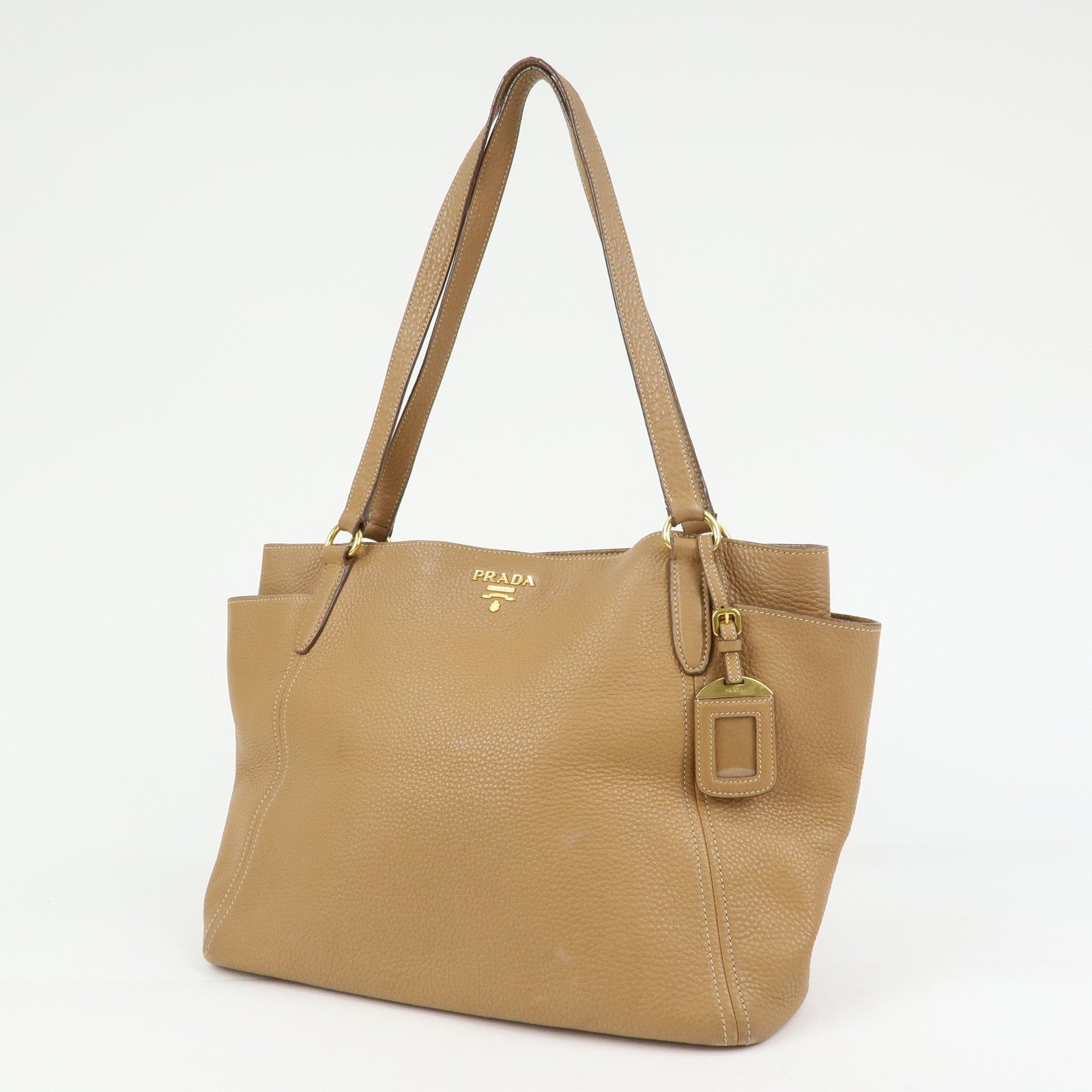PRADA Vitello Daino Leather Tote Bag Shoulder Bag Brown BR4970