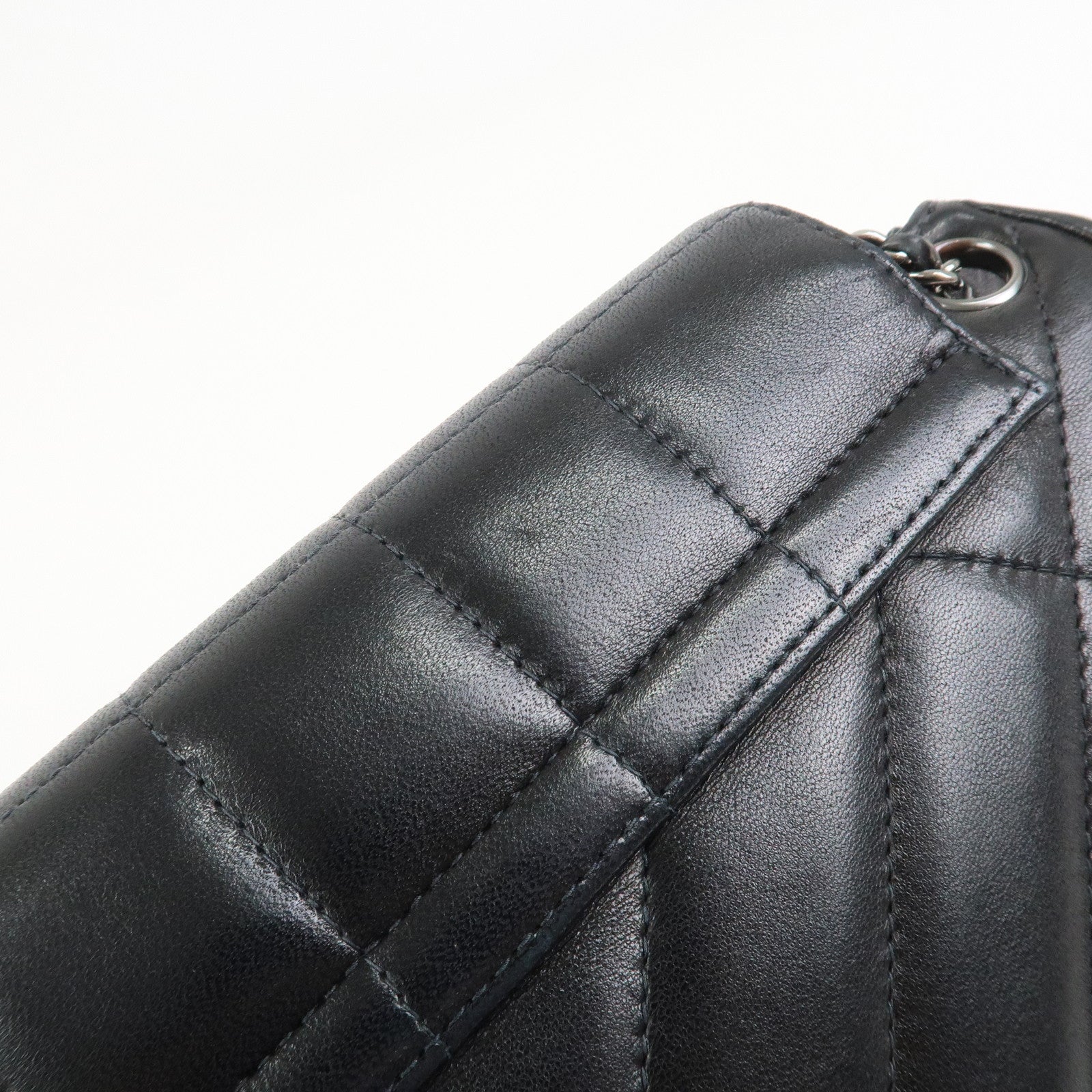 CHANEL COCO Mark Lamb Skin Chain Shoulder Bag Hand Bag Black