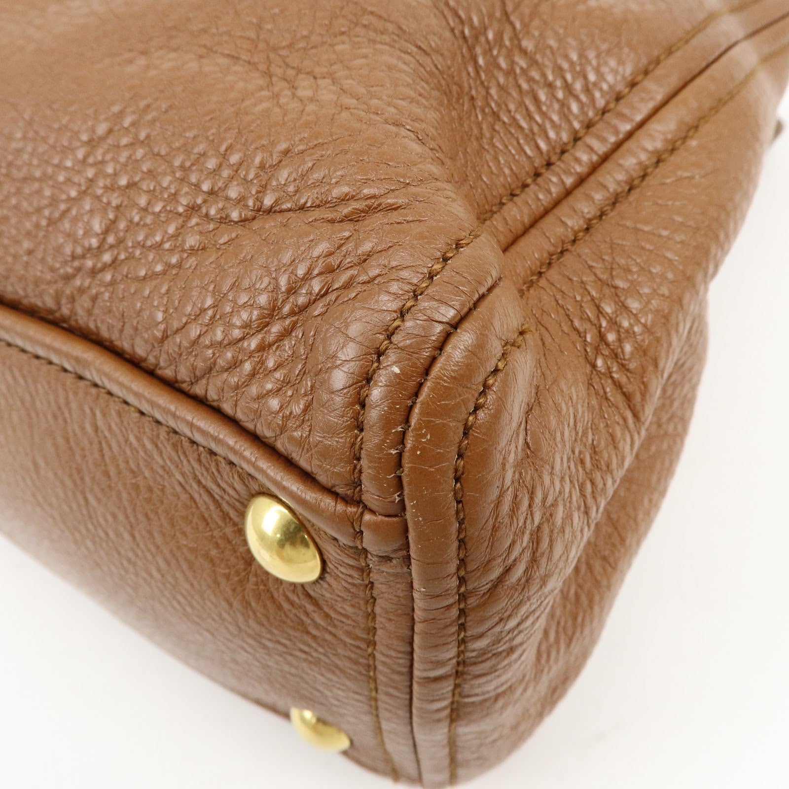 MIU MIU Madras Leather Tote Bag Shoulder Bag Brown