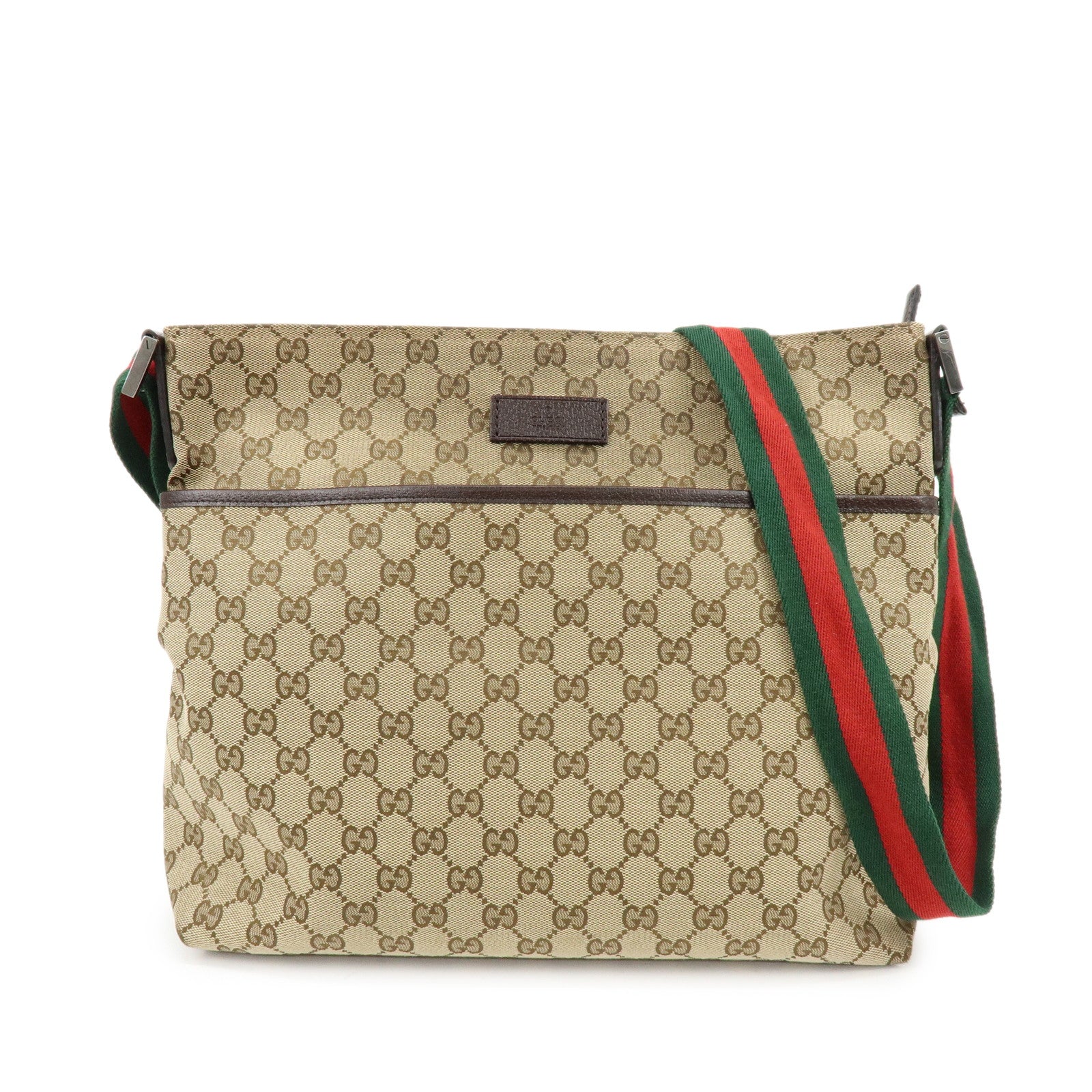 GUCCI Sherry GG Canvas Leather Shoulder Bag Beige Brown 189751