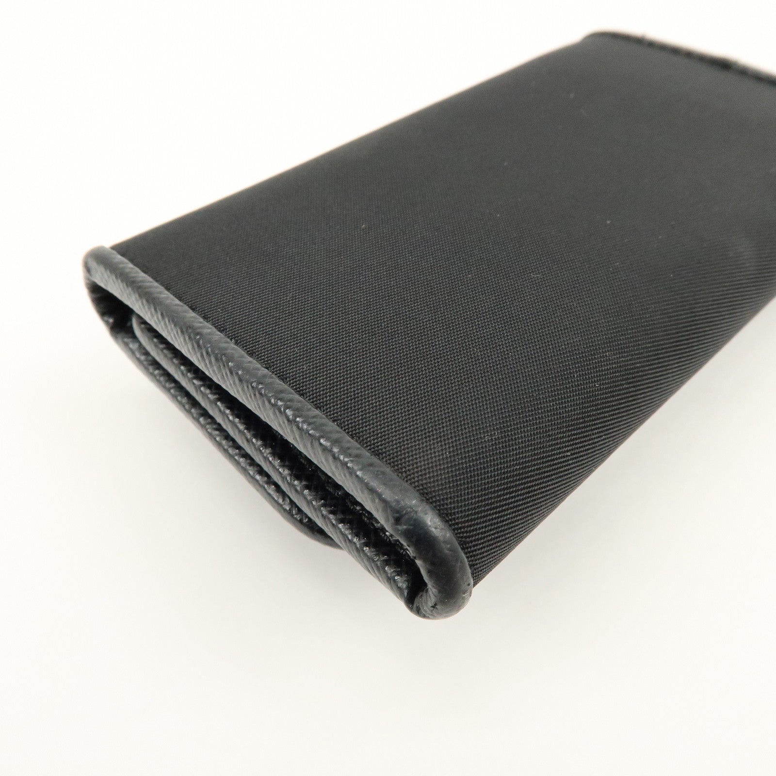 PRADA Triangle Logo Nylon 6 Rings Key Case Key Holder Black 1PG222