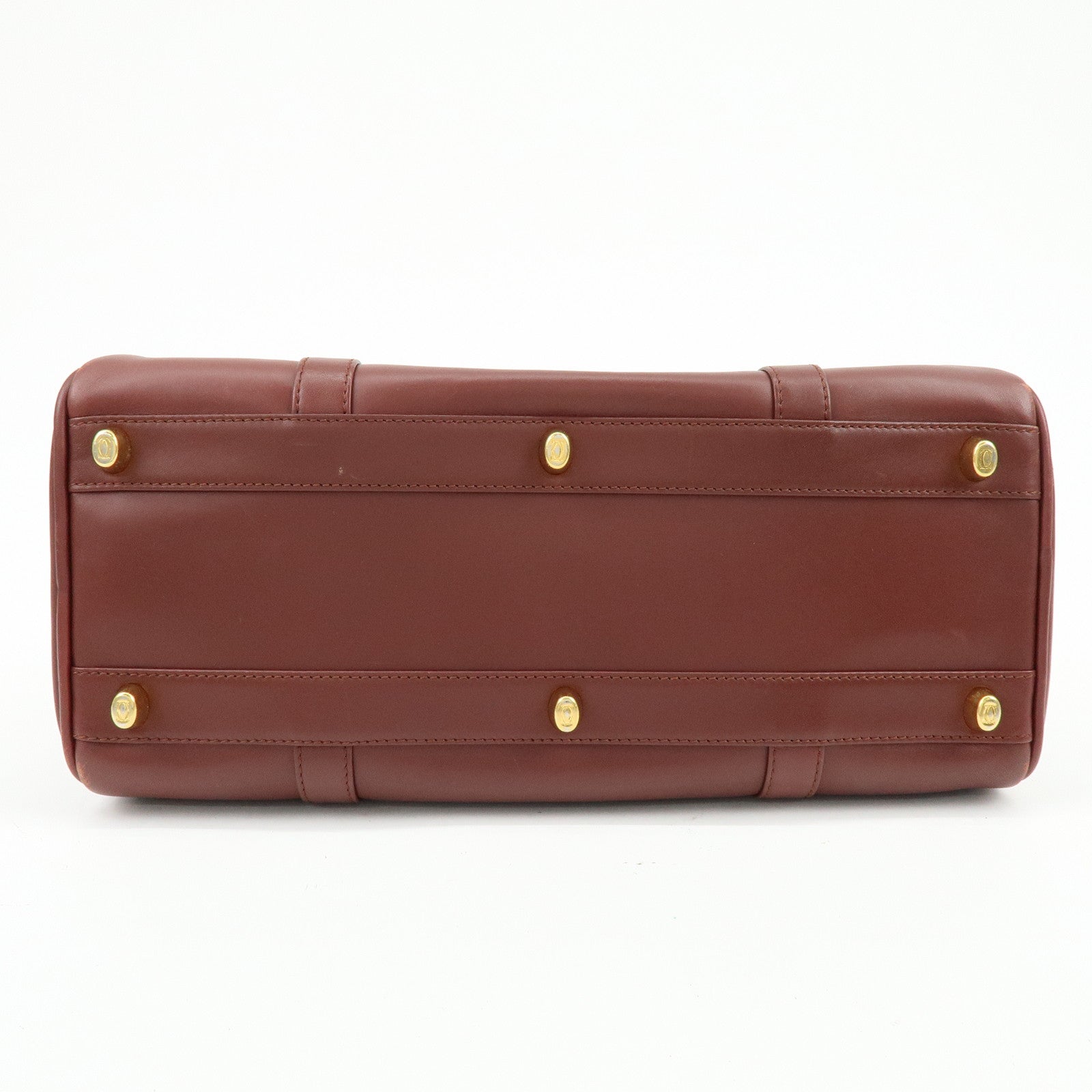 Cartier Must de Cartier Leather Boston Bag Hand Bag Bordeaux