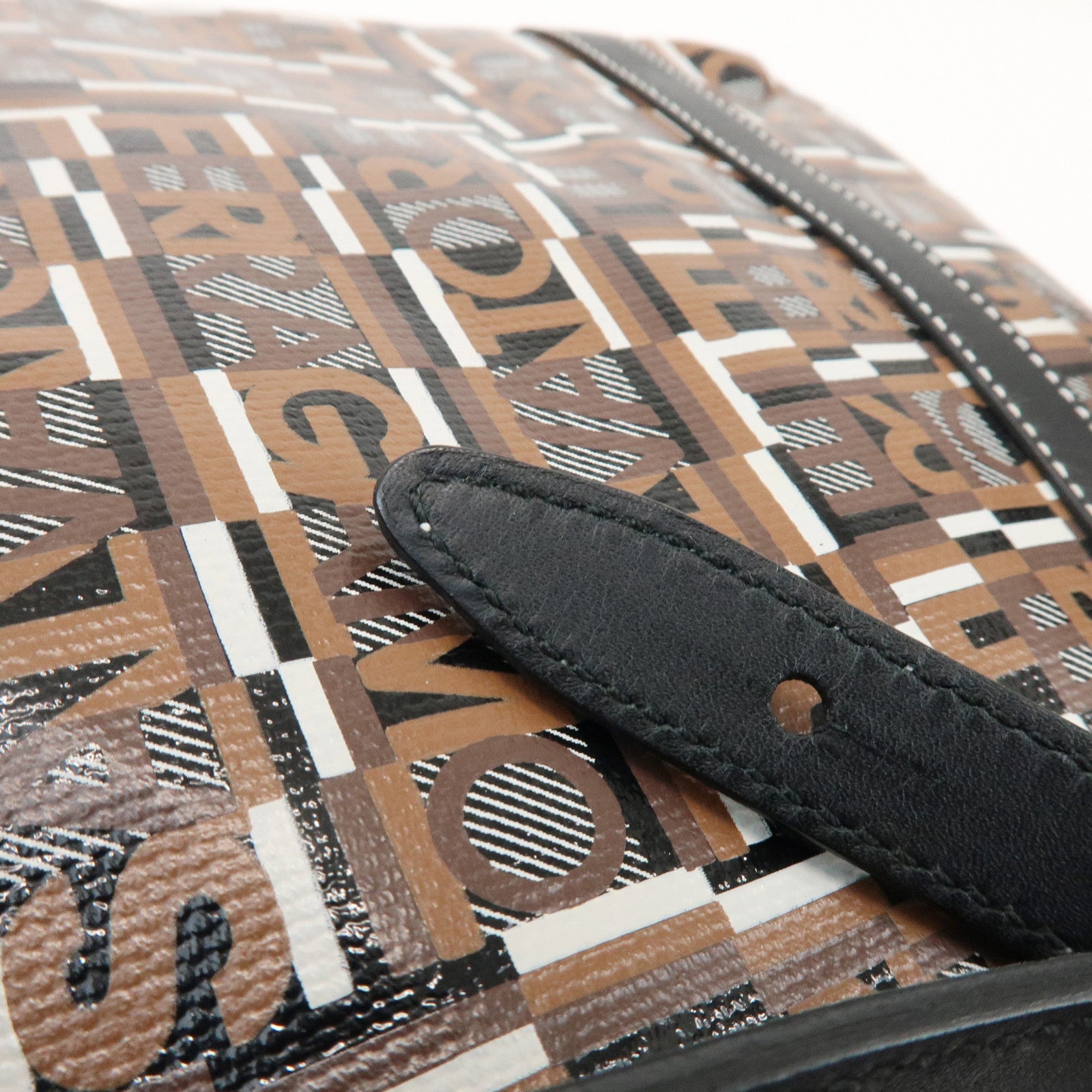 Ferragamo Logo PVC Leather Shoulder Crossbody Bag Brown Black