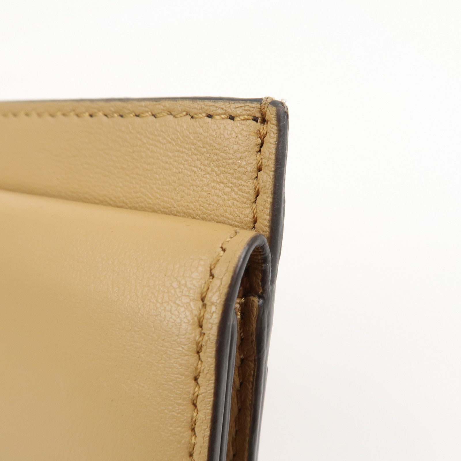 FENDI Zucca Baguette Leather Card Case Light Brown