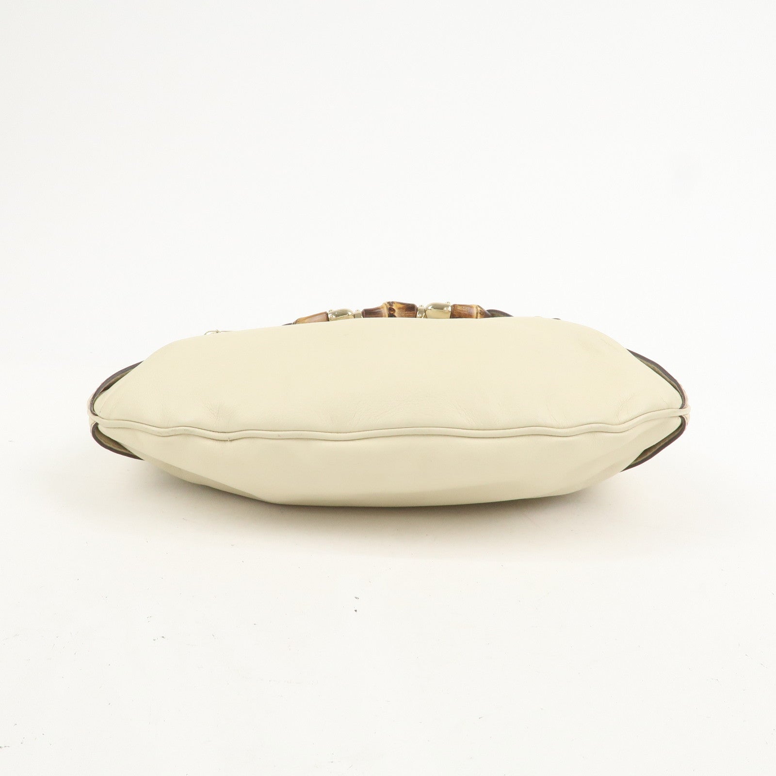 GUCCI Horsebit Bamboo Leather Shoulder Bag Ivory 154378