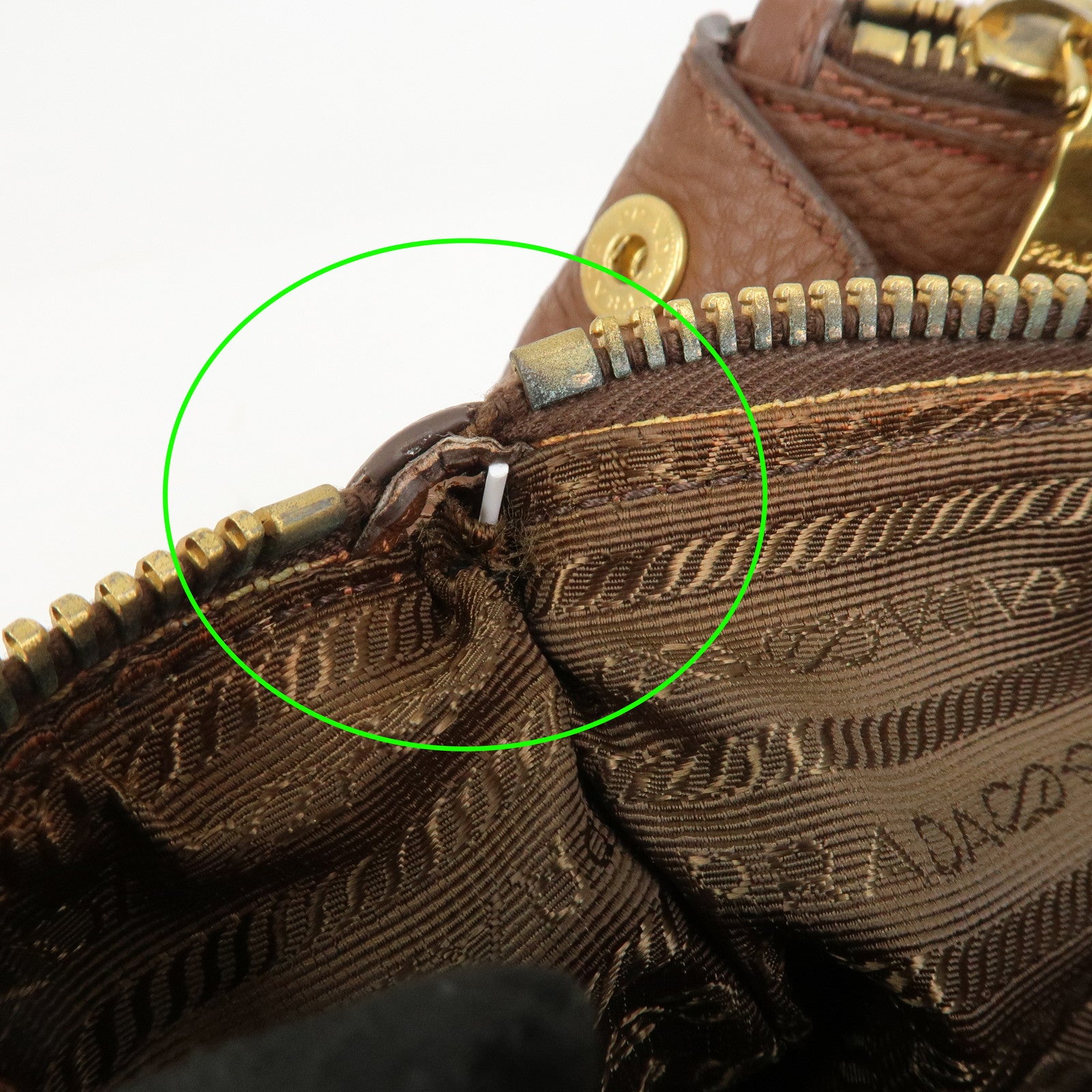 PRADA Logo Leather Hand Bag Tote Bag Brown