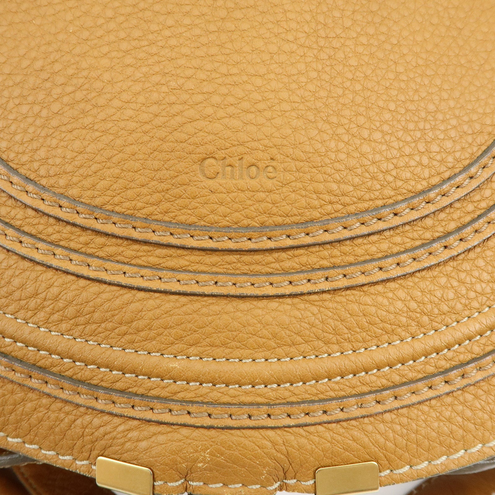 Chloe Marcie Leather Shoulder Bag Saddle Bag Crossbody Bag Brown