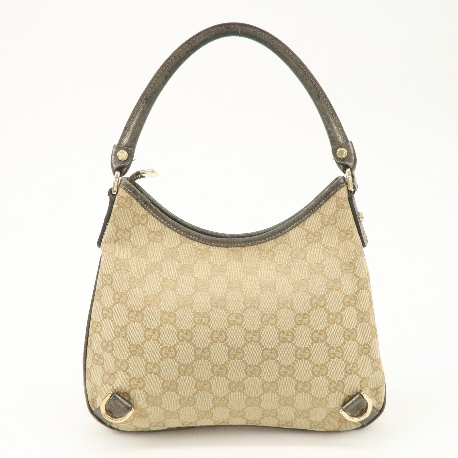 GUCCI Abbey GG Canvas Leather Shoulder Bag Beige Bronze 130738 Used