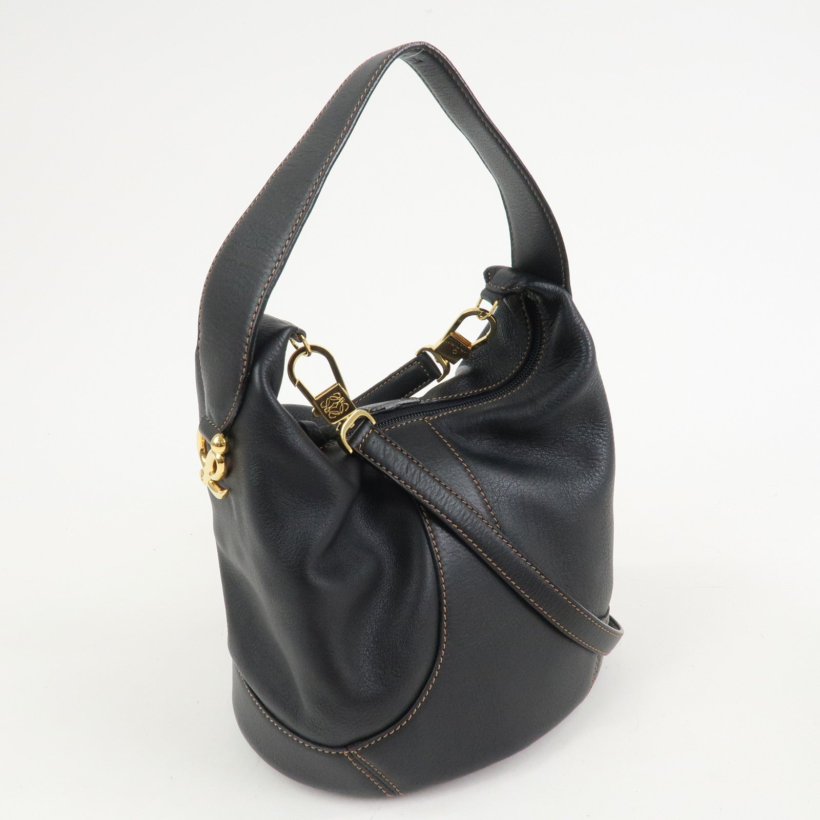 LOEWE Anagram Leather 2WAY Bag Shoulder Bag Hand Bag Black