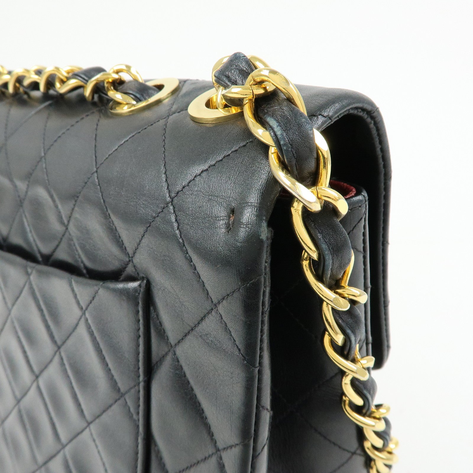 CHANEL Jumbo Matelasse 34 Lamb Skin Flap Shoulder Bag Black A01094