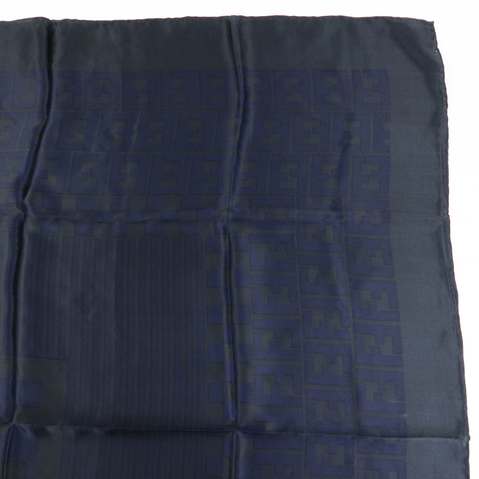 FENDI Zucca Silk 100% Scarf Navy Black