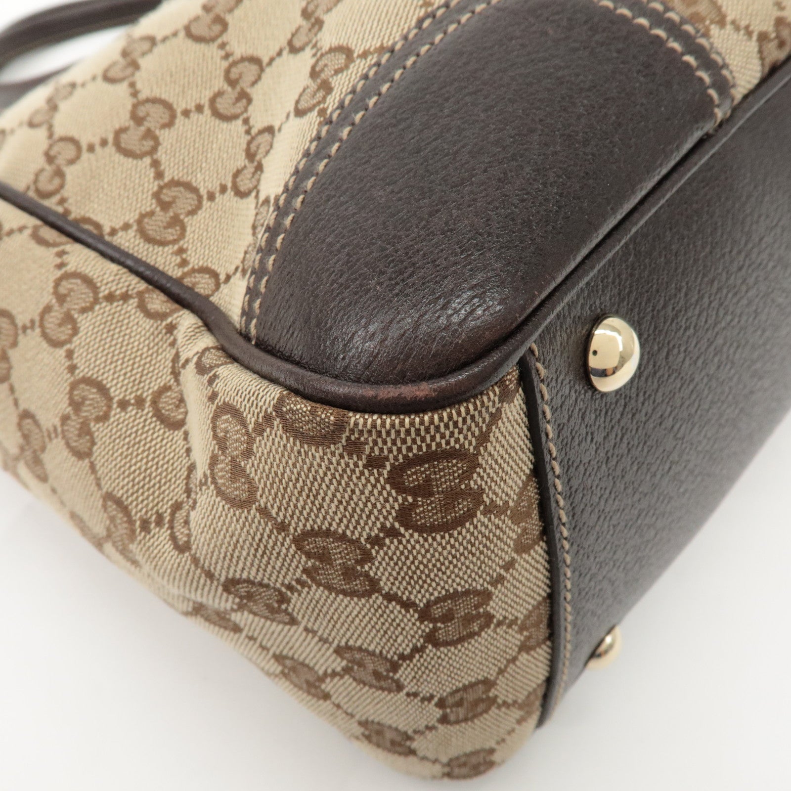 GUCCI Princy Sherry GG Canvas Leather Tote Bag Beige 177052 Used