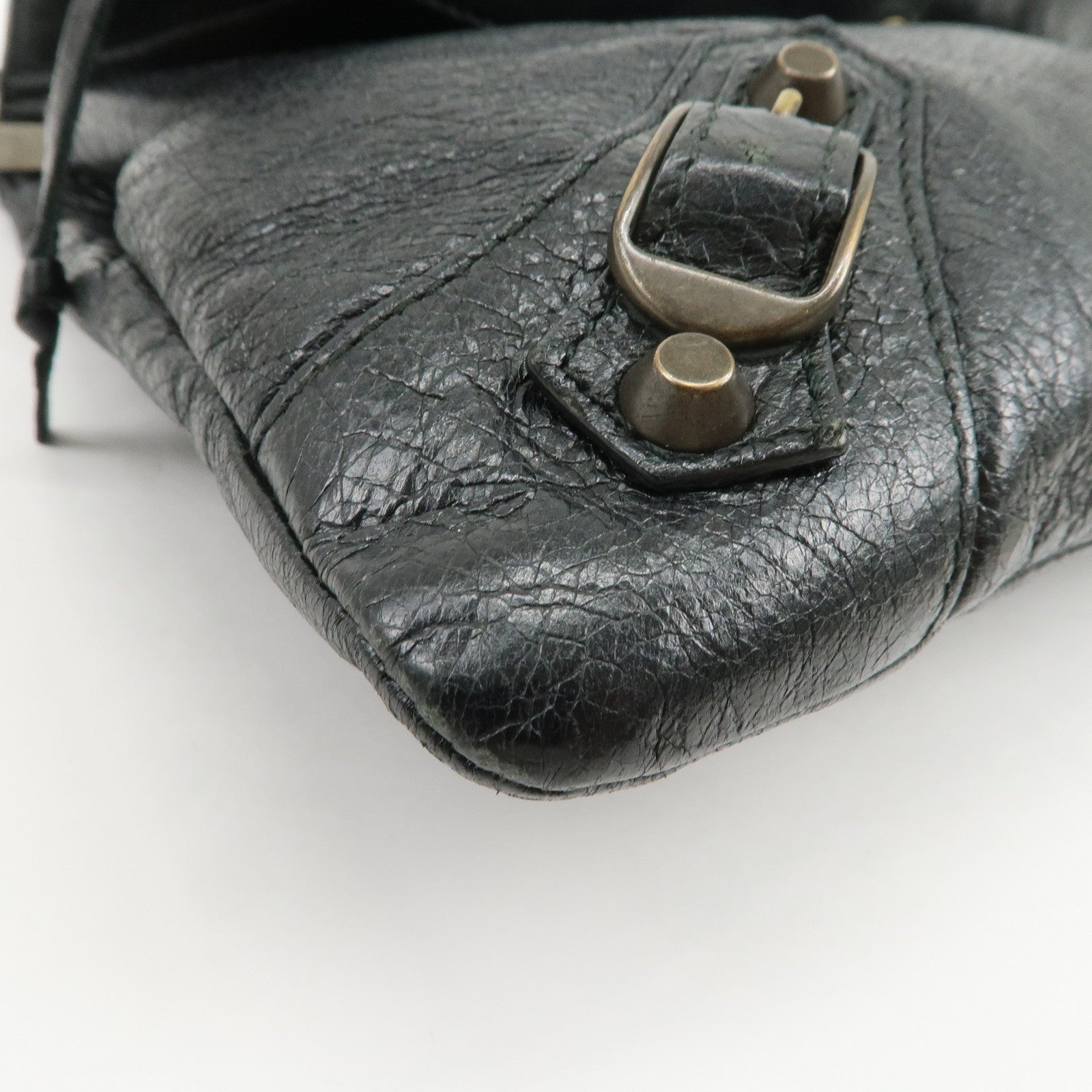 BALENCIAGA Leather Classic Envelope Shoulder Bag Black 319376