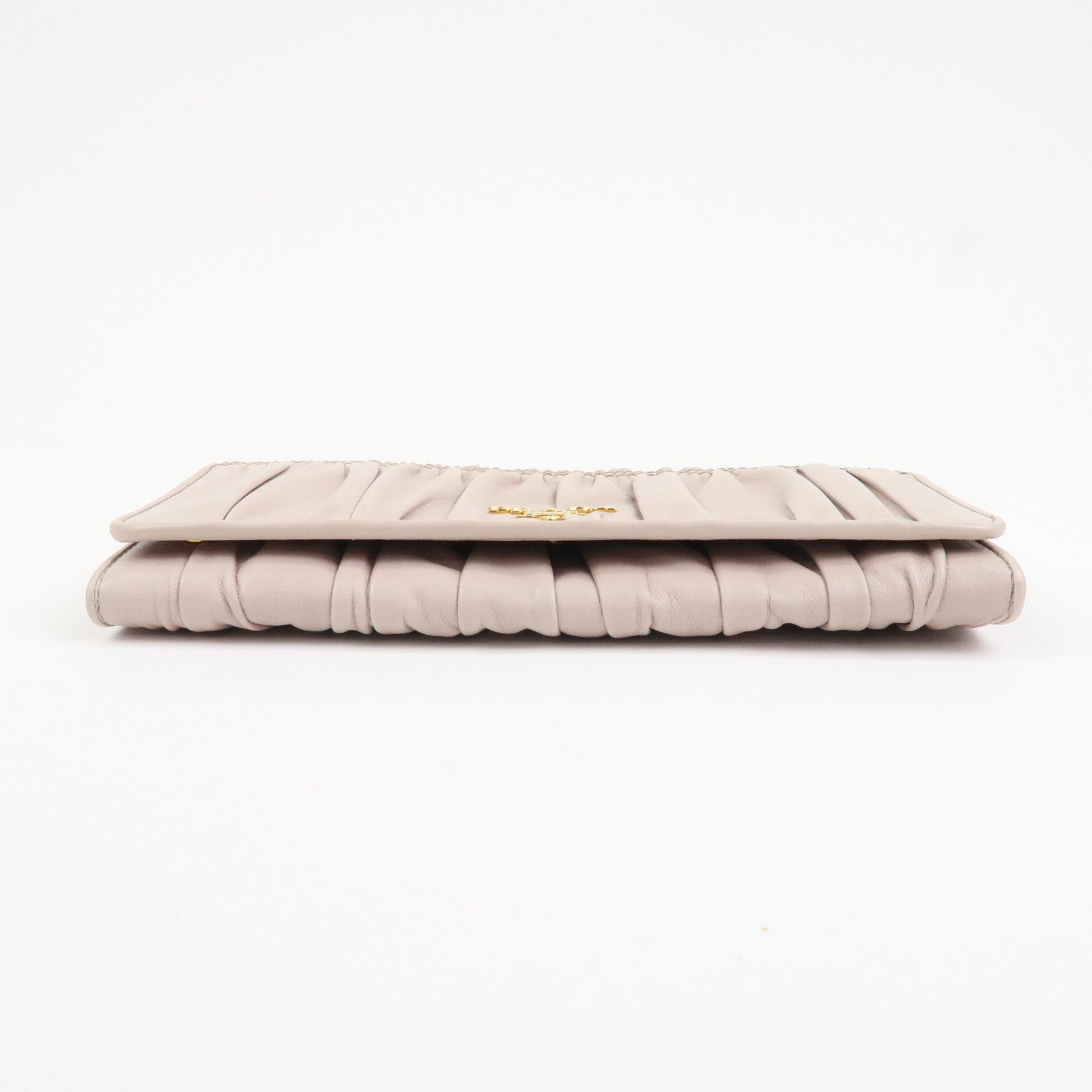 PRADA Nappa Gaufre Leather Bi-fold Long Wallet Light Beige 1M1132