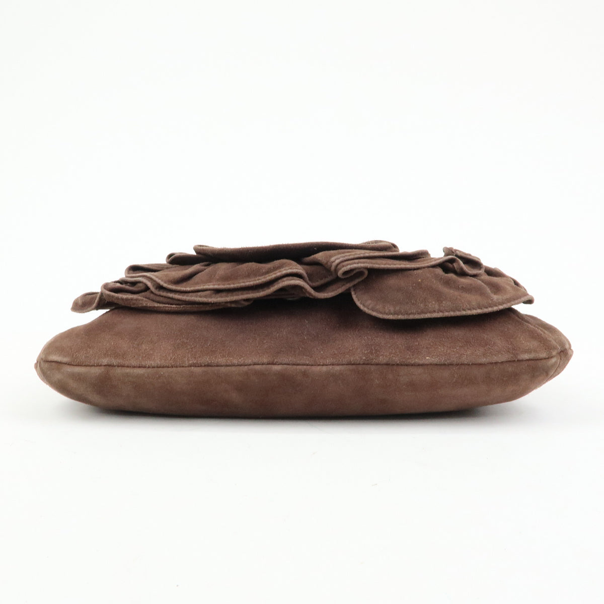 SAINT LAURENT PARIS YSL Naja Flower Suede Shoulder Bag Brown