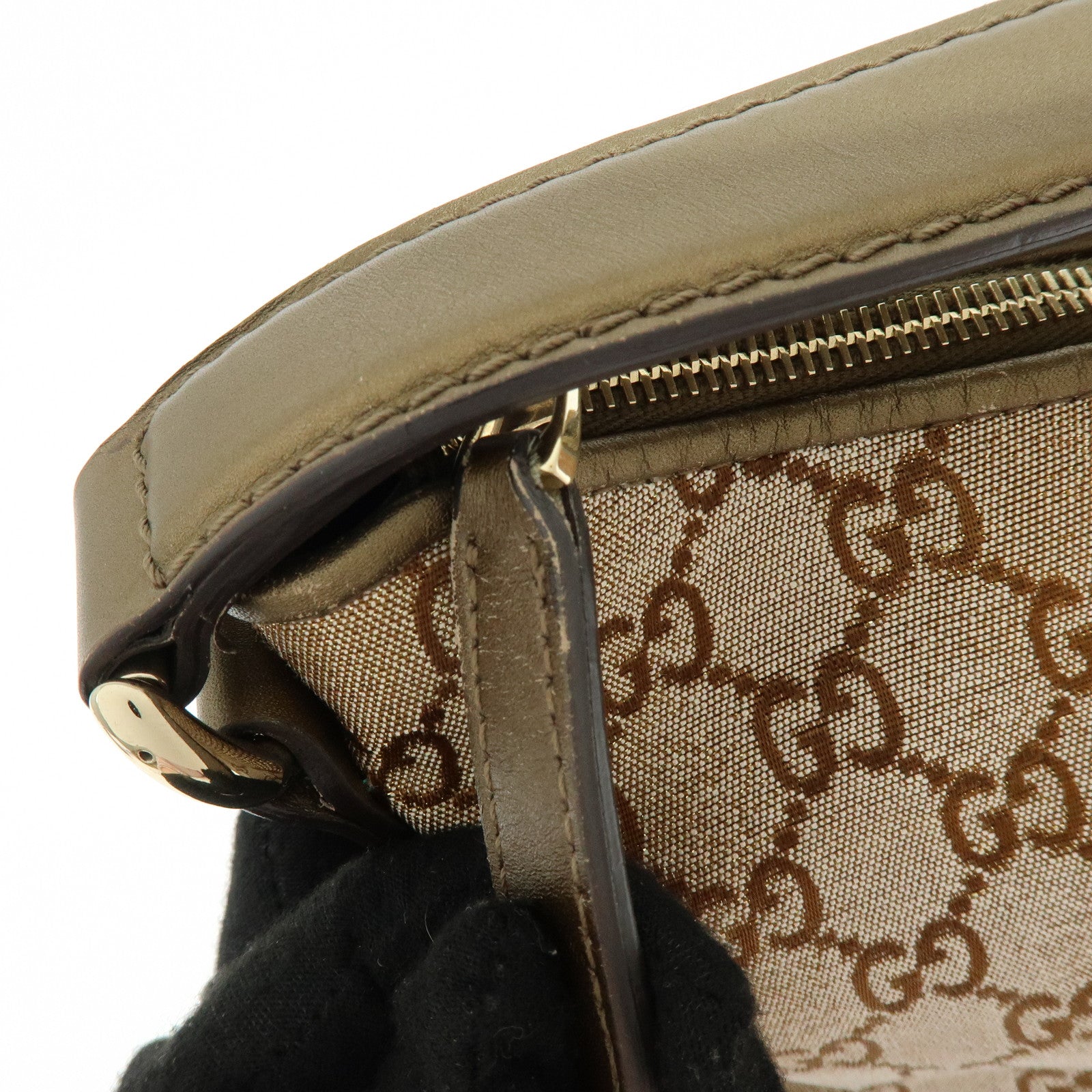 GUCCI Bamboo Lovely Heart Horsebit Shoulder Bag Beige Khaki 269959