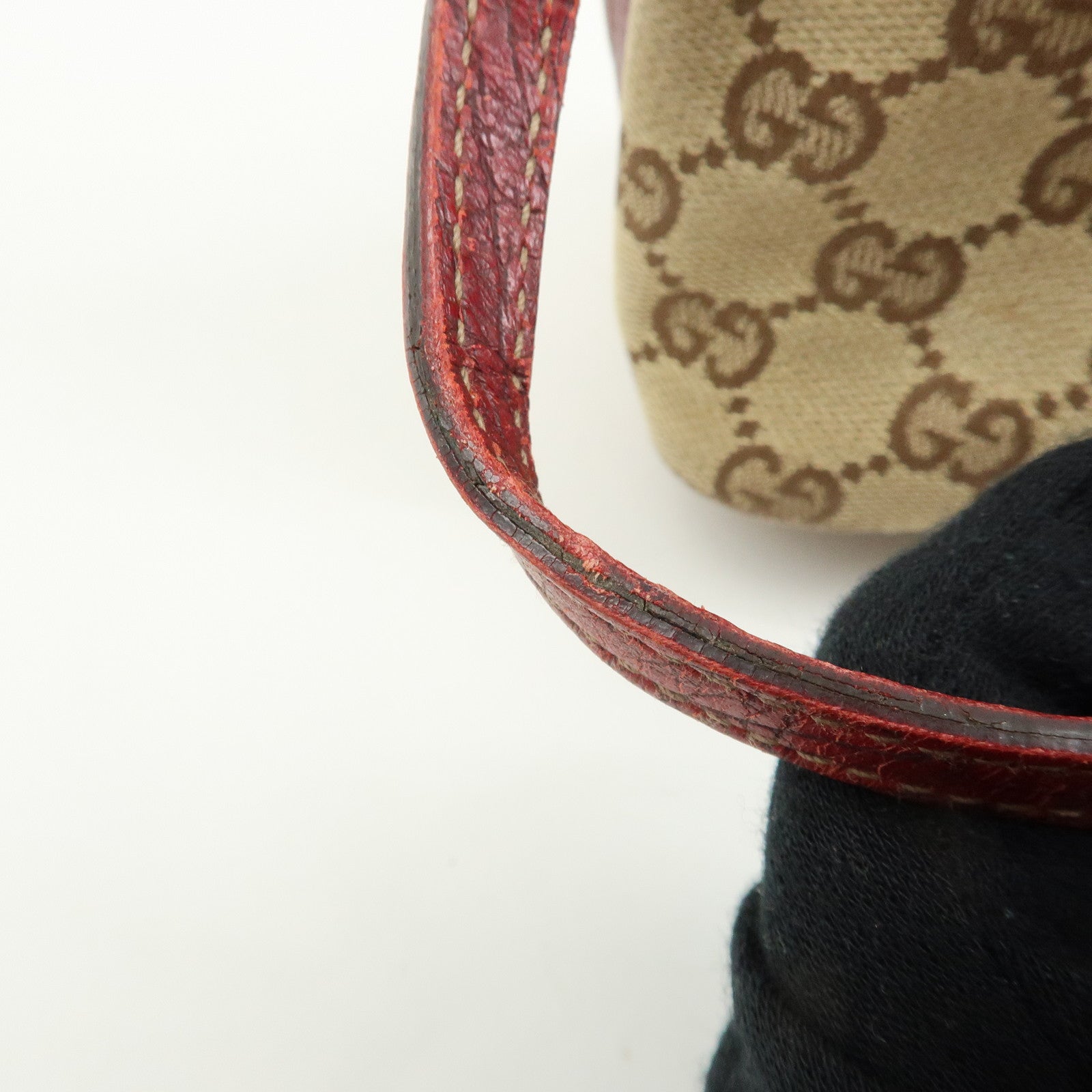 GUCCI Boat Bag GG Canvas Leather Hand Bag Accessory Pouch 07198