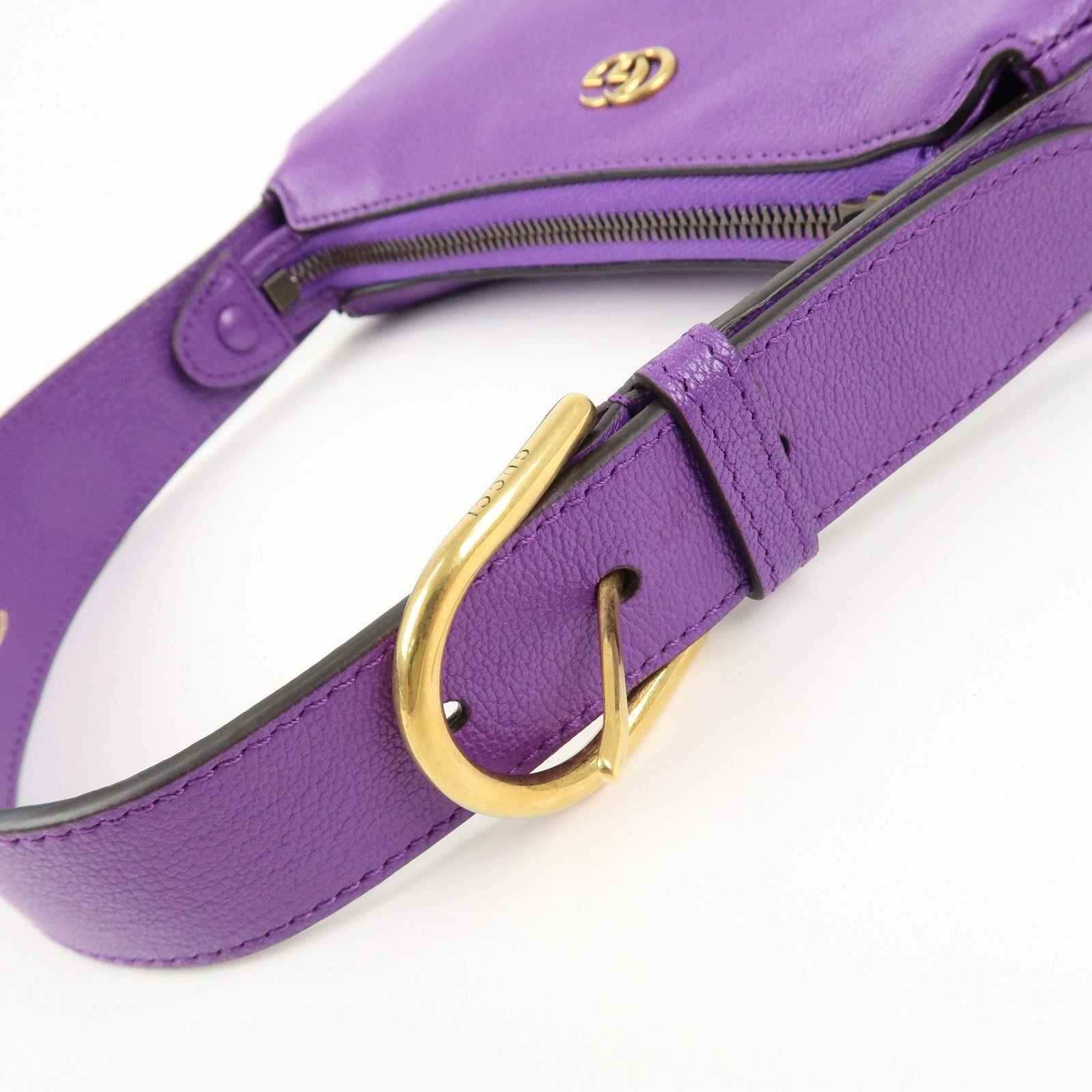 GUCCI GG Marmont Aphrodite Leather Small Hand Bag Purple 739076
