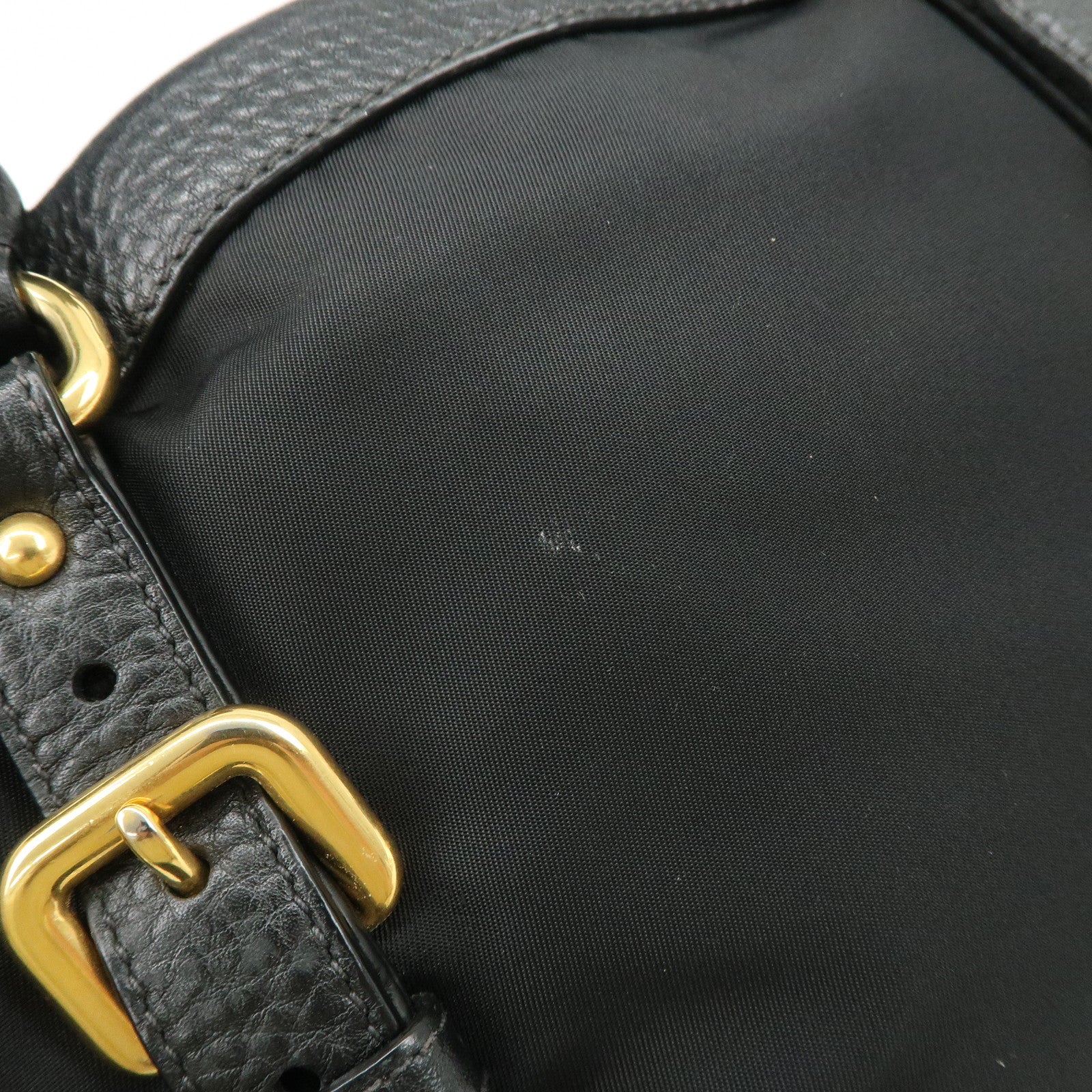 PRADA Nylon Leather 2WAY Bag Hand Bag Shoulder Bag Black BN2032