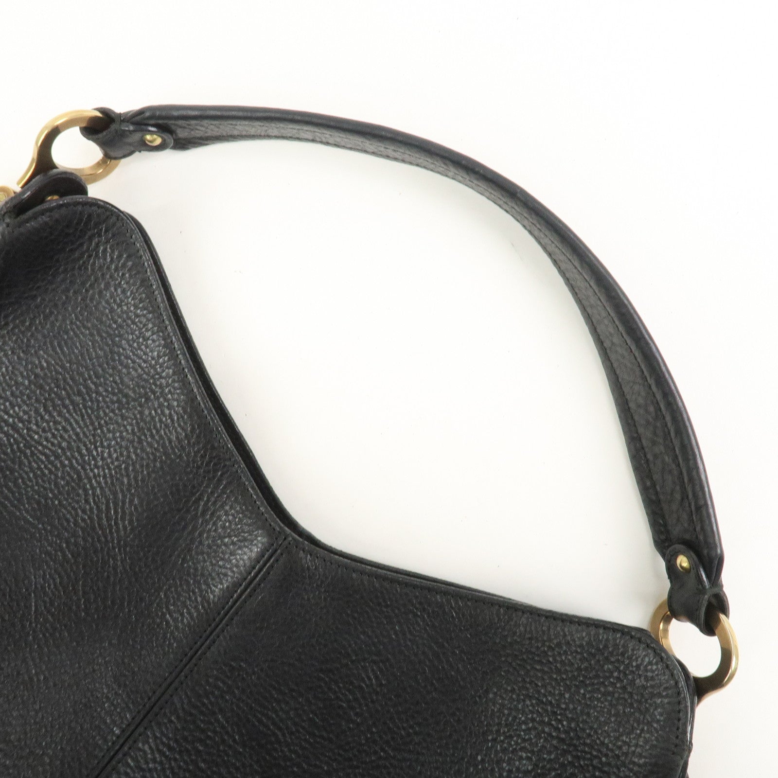 Ferragamo Gancini Calf Leather Shoulder Bag Hand Bag Black