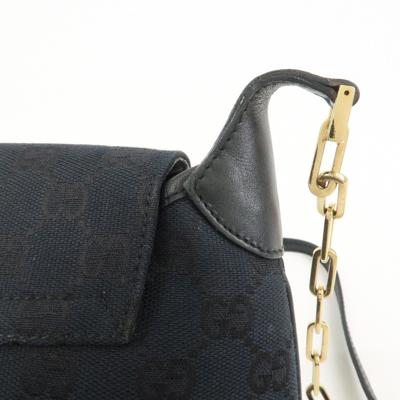 GUCCI Tiger Head GG Canvas Leather Chain Shoulder Bag 001.4113