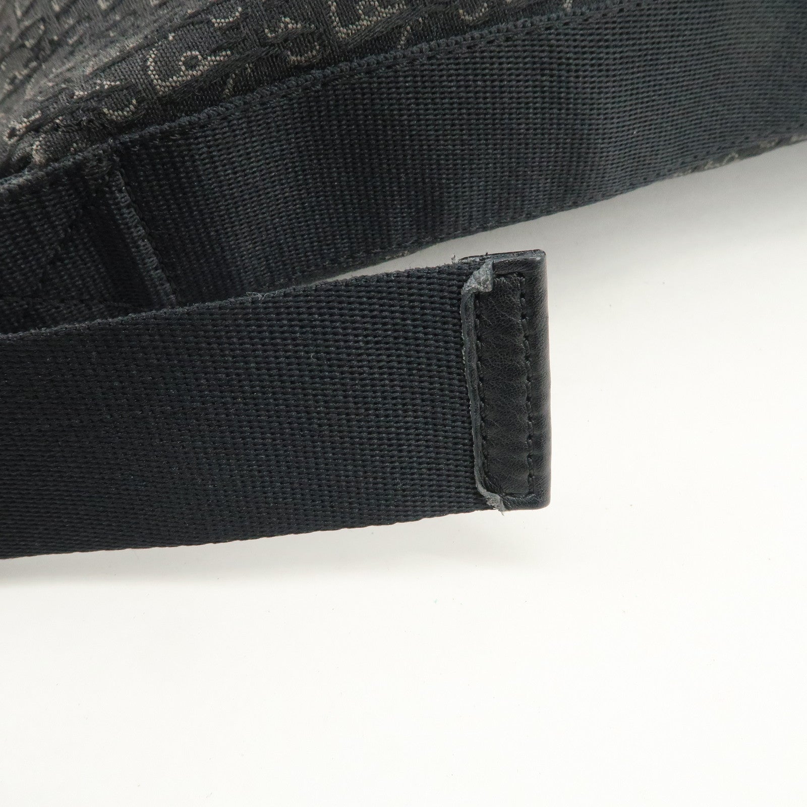 Christian Dior Trotter Leather Canvas Shoulder Bag Black Gray Used