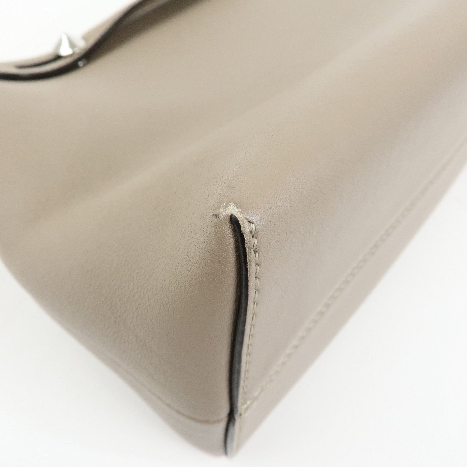 FENDI Bay The Way Leather 2Way Bag Shoulder Bag Greige 8BL124