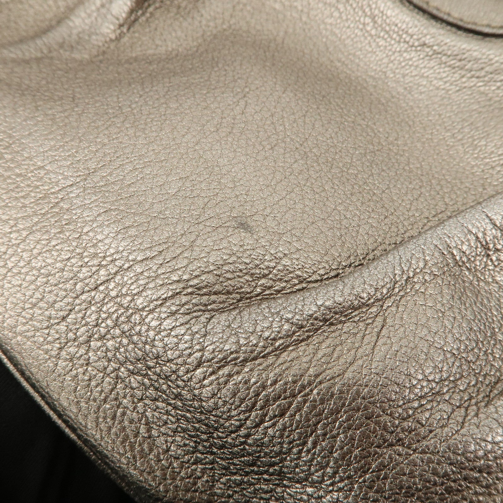 Ferragamo Gancini Leather Hand Bag Shoulder Bag Silver Gray