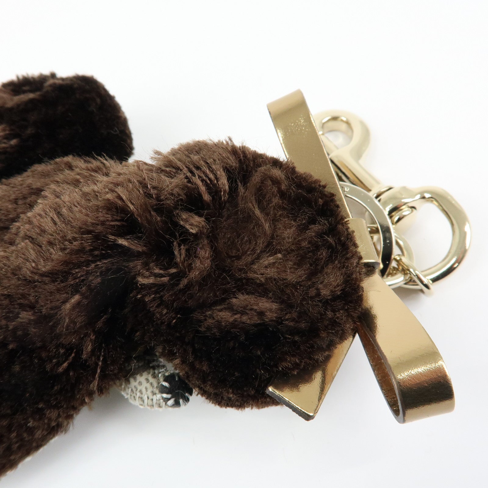 GUCCI Gucciori GG Supreme Leather Lulu Toy Poodle Bag Charm Brown