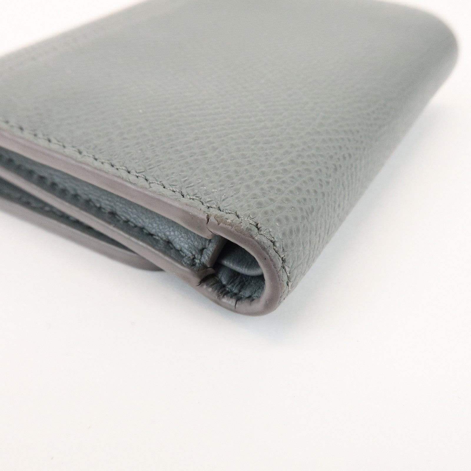 Christian Dior Montaigne Leather Compact Lotus Wallet Gray