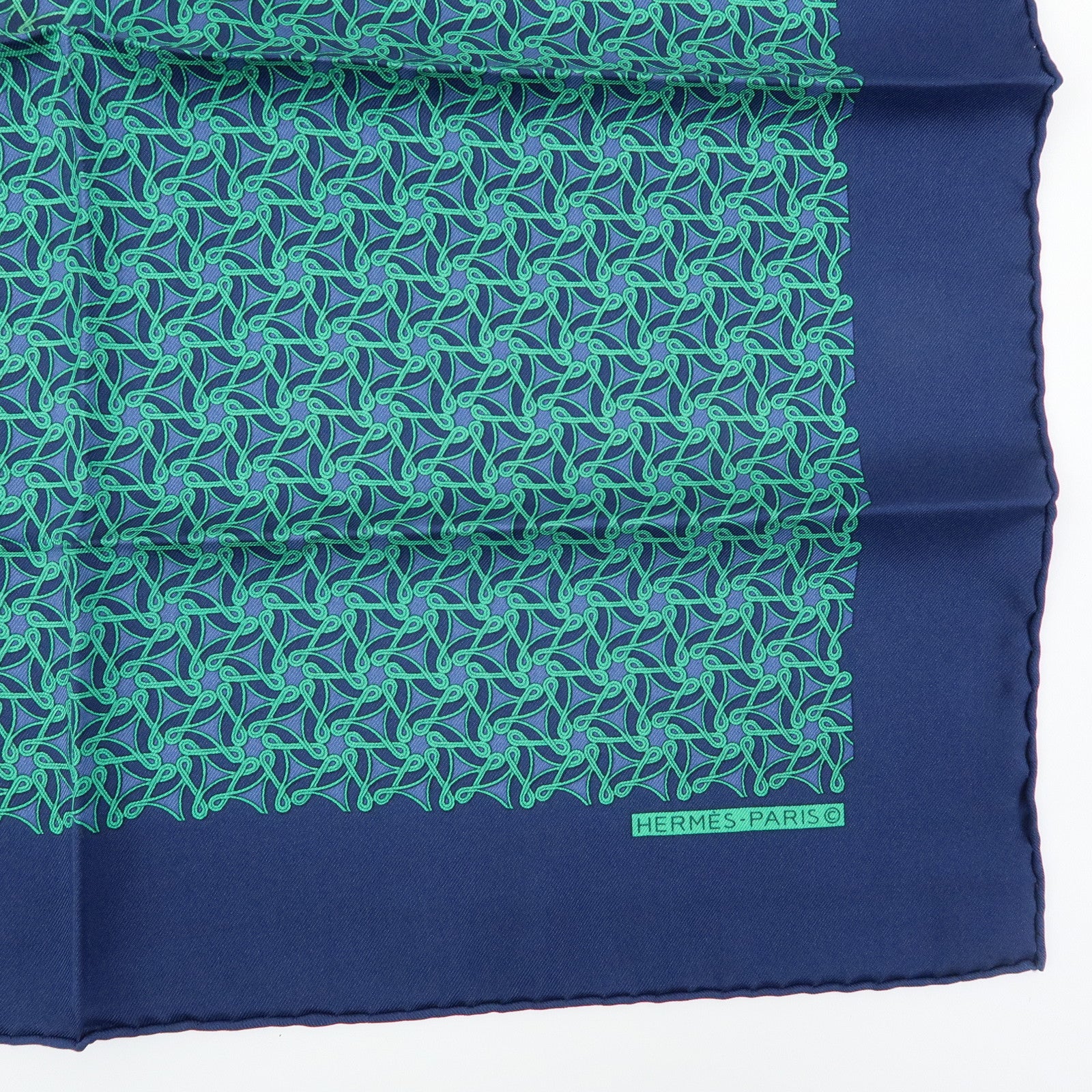 HERMES Carre 45 Set of 2 Silk 100% Scarf Navy Green