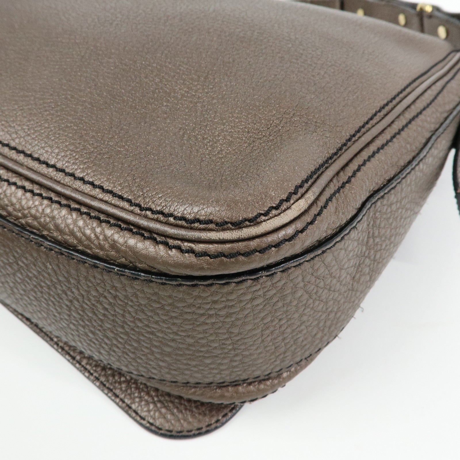 CELINE Triomphe Studs Leather Shoulder Bag Crossbody Bag Bronze