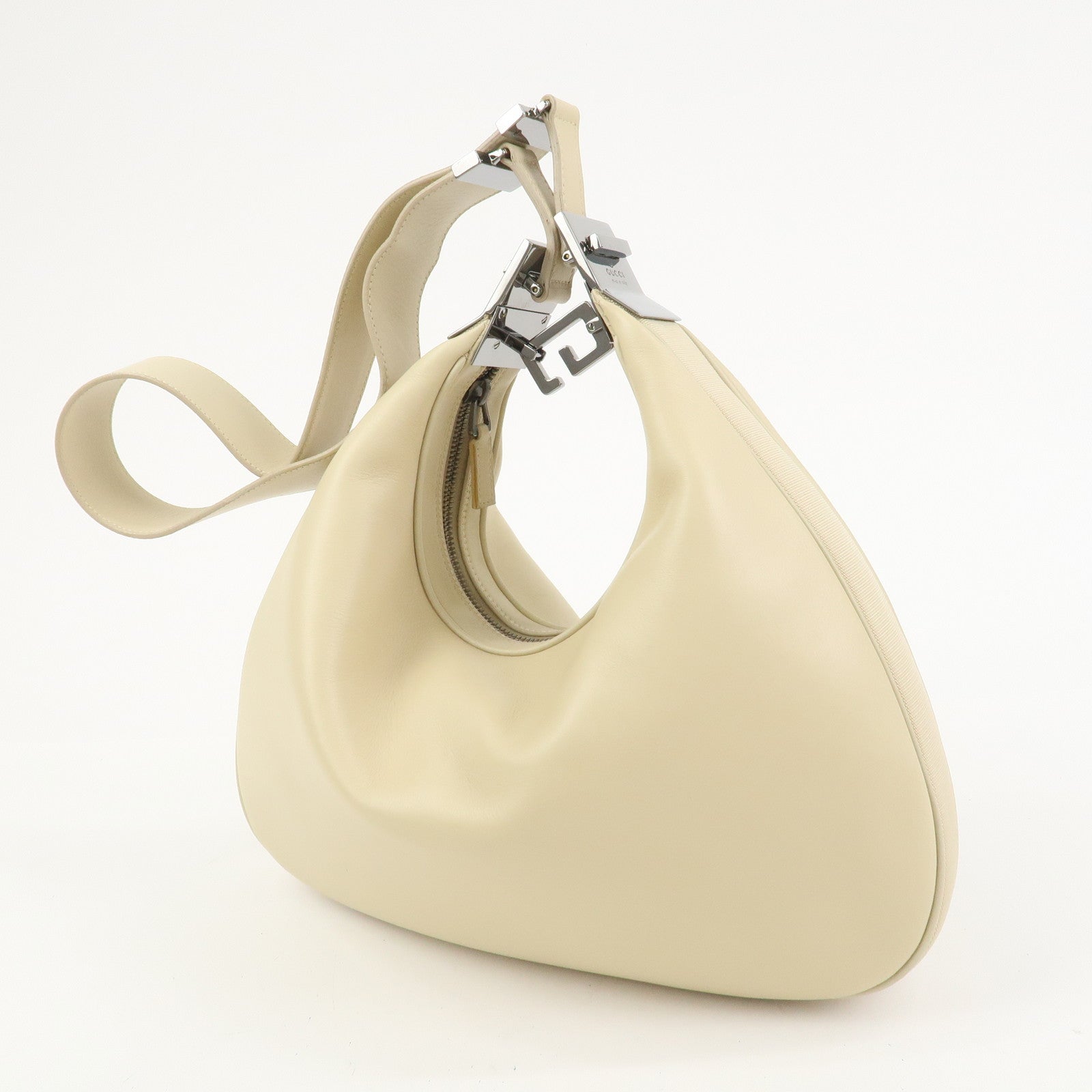 GUCCI Leather Shoulder Bag Ivory 001.3315