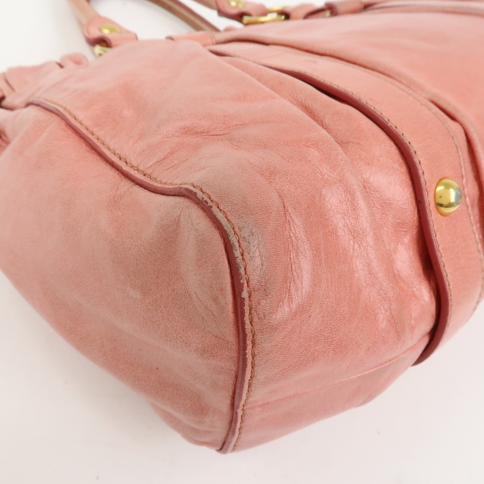 MIU MIU Logo Leather 2Way Bag Shoulder Bag Hand Bag Pink RT0383