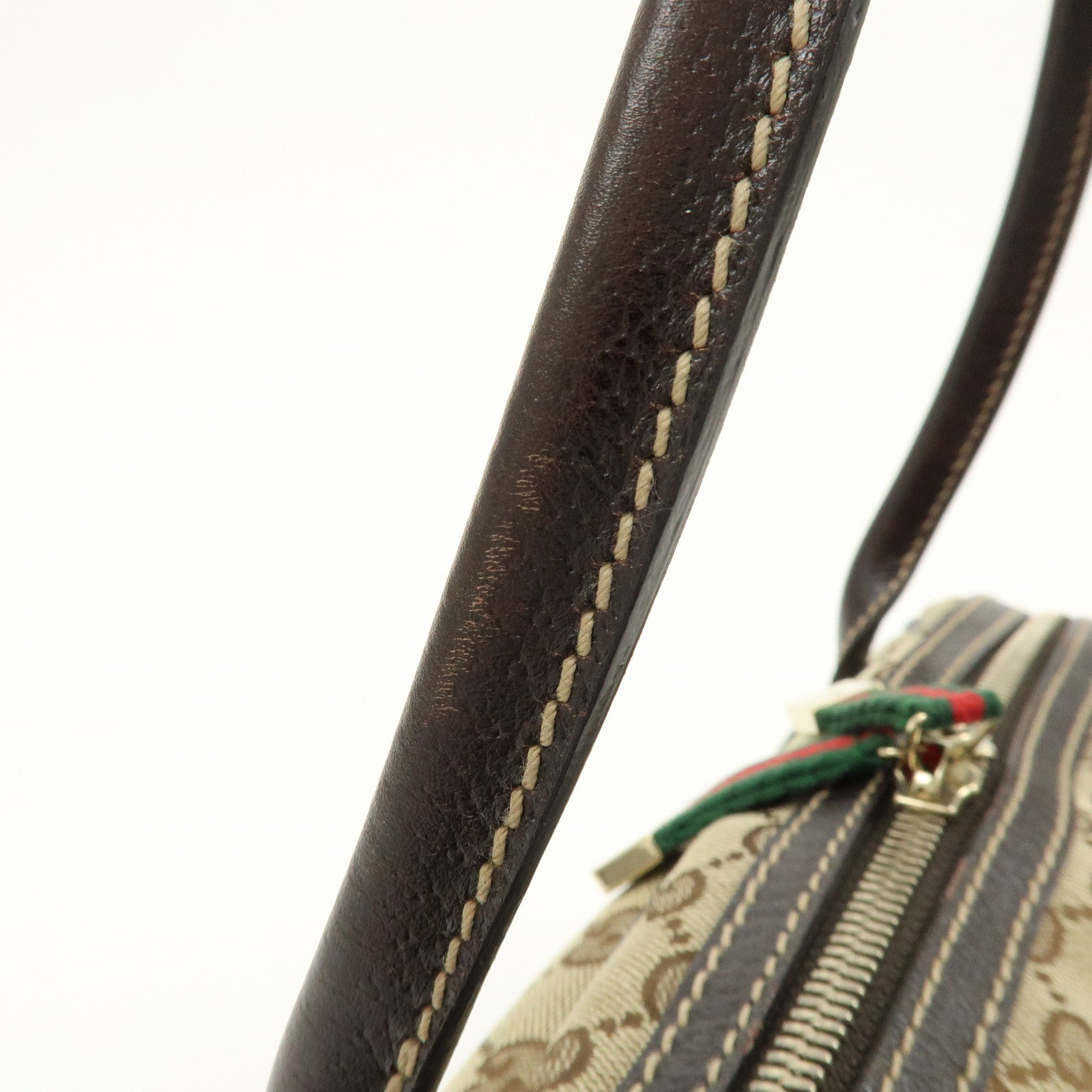 GUCCI Princy Sherry GG Canvas Leather Boston Bag Brown 161720