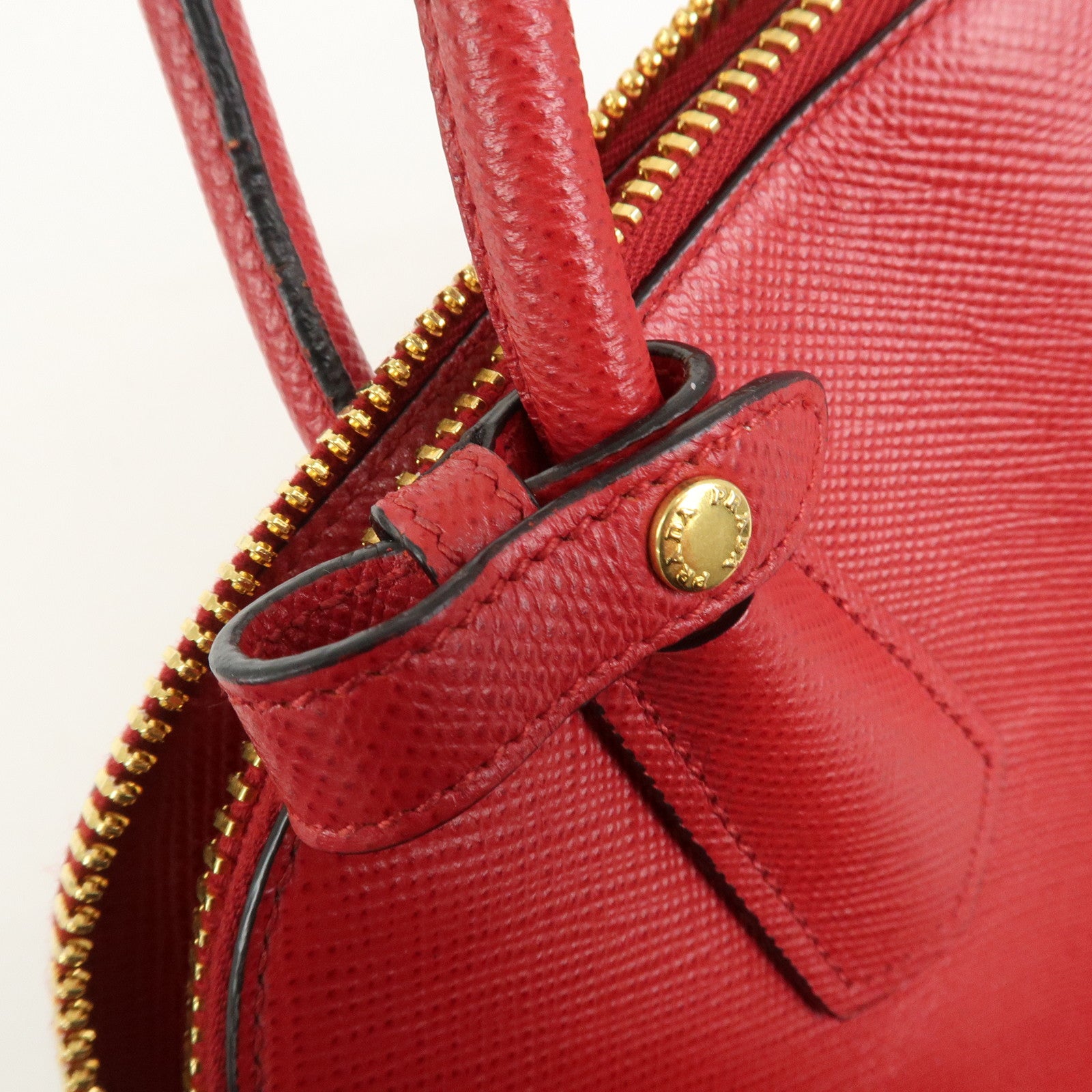 PRADA Logo Saffiano Leather 2Way Hand Bag Shoulder Bag Red BL0907
