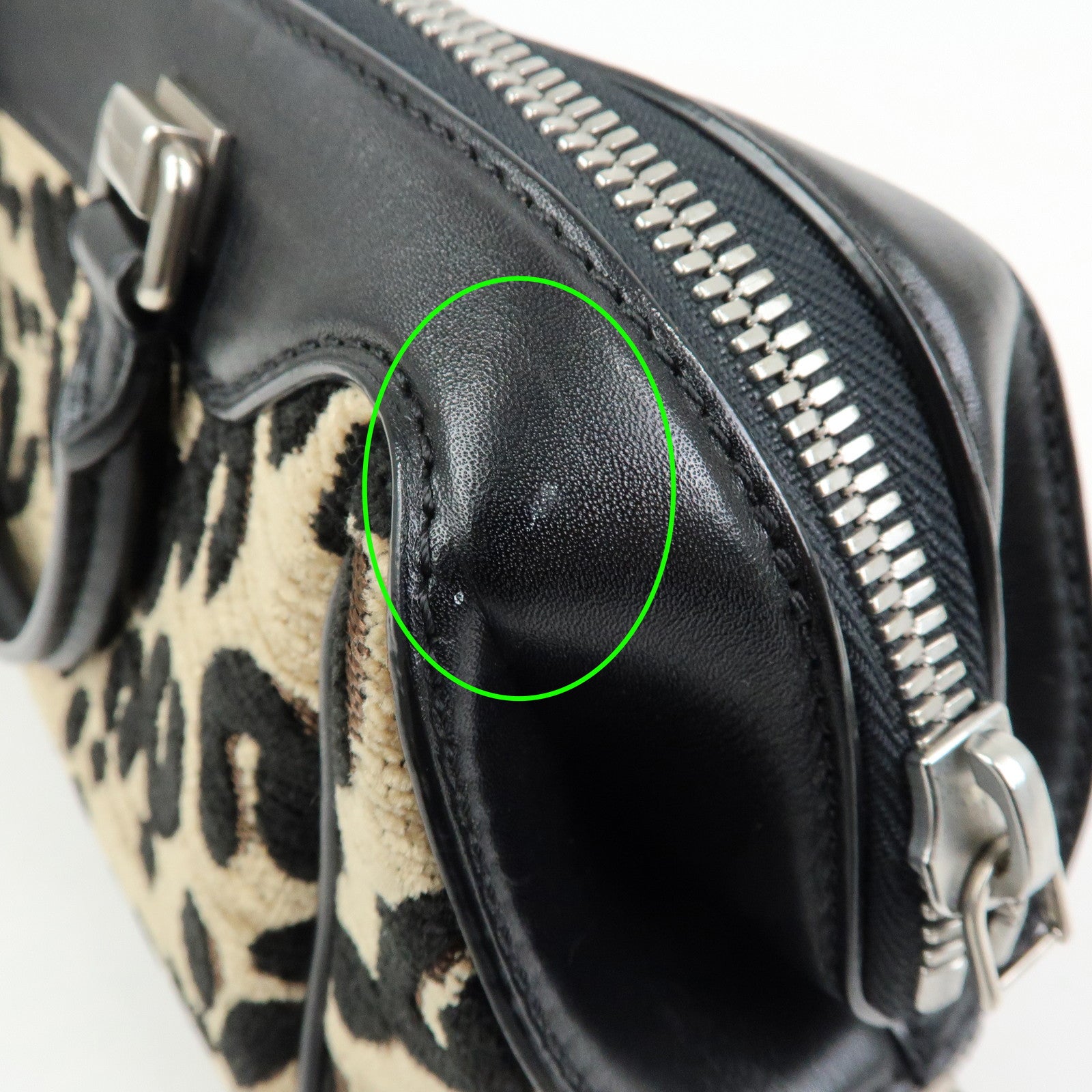 Louis Vuitton Jacquard Canvas Leather Leopard Baby Hand Bag M94257