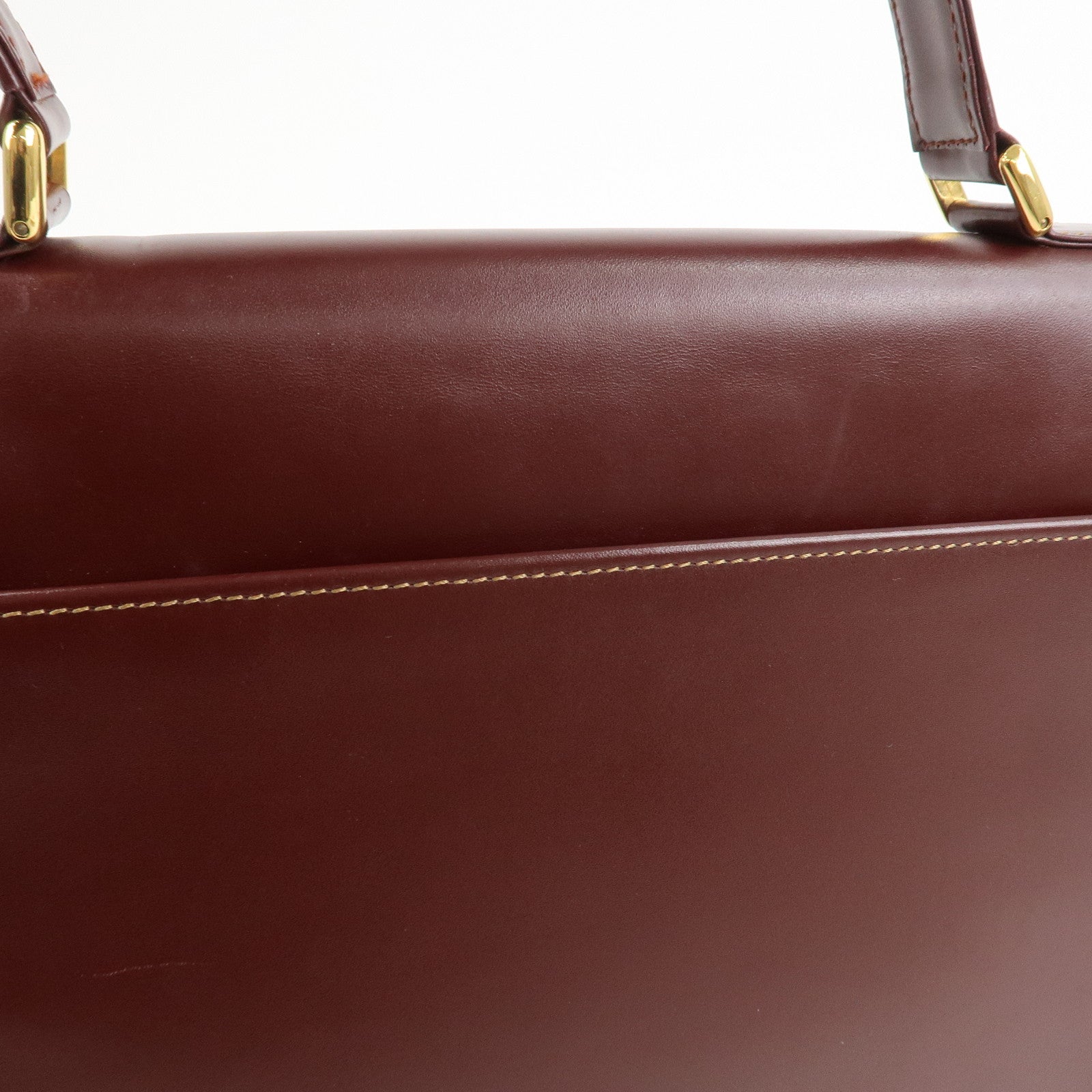 Cartier Must Line Leather Hand Bag Bordeaux Gold HDW